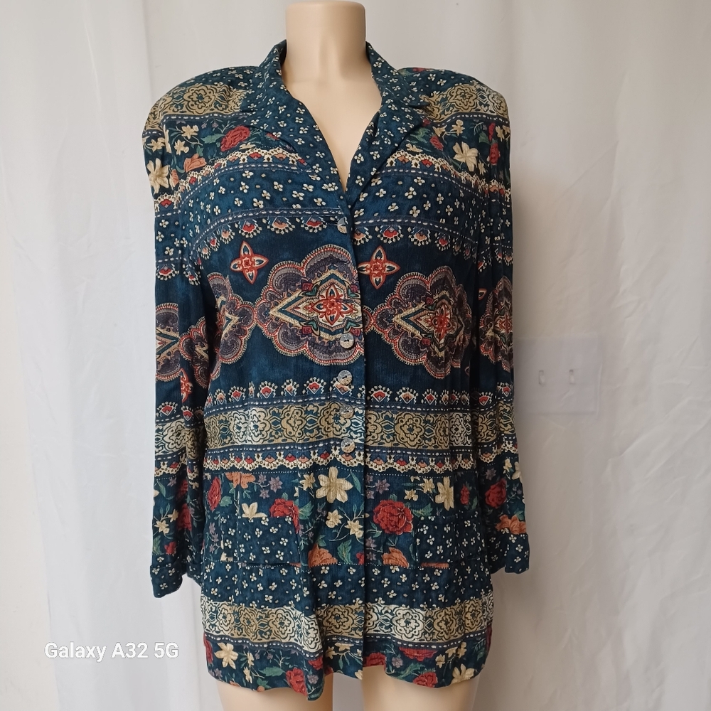 Norton McNaughton Vintage Blue and Brown Long Sleeve Button Down Shirt Size 10P - Picture 4 of 15